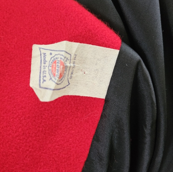 Vintage Red Wool Jacket Swing Coat 1960s Union Tag Fur Hat - Picture 6 of 15